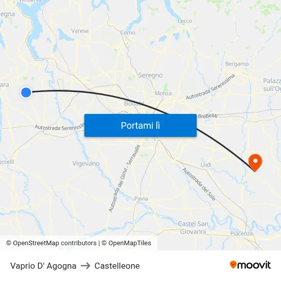 Vaprio D' Agogna to Castelleone map