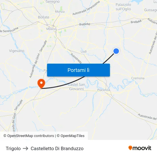 Trigolo to Castelletto Di Branduzzo map