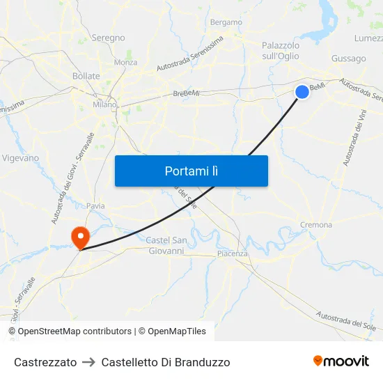 Castrezzato to Castelletto Di Branduzzo map