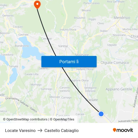 Locate Varesino to Castello Cabiaglio map