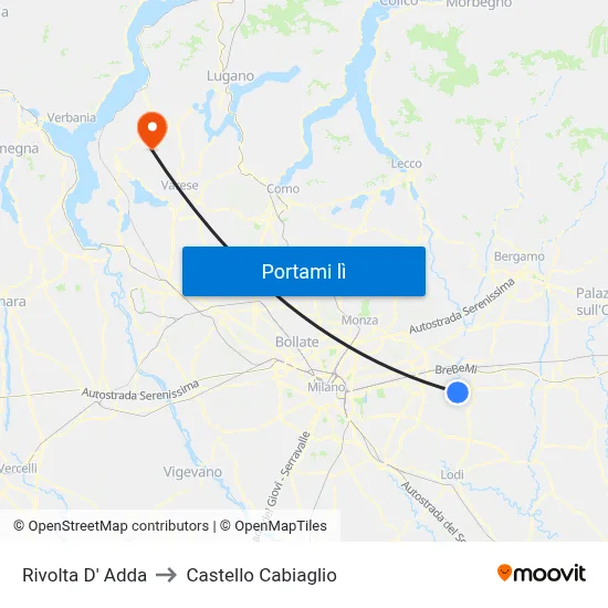 Rivolta D' Adda to Castello Cabiaglio map