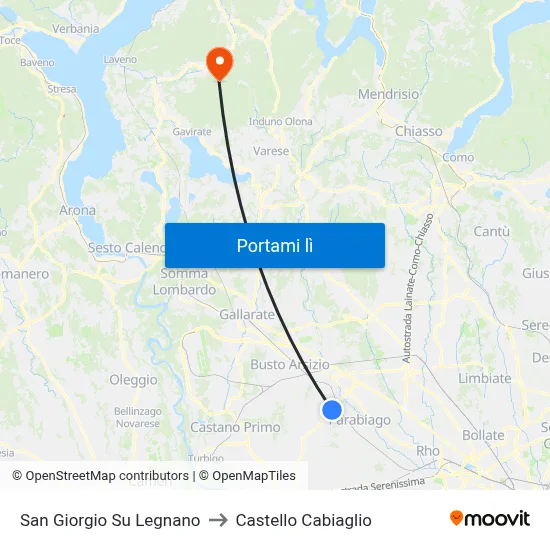 San Giorgio Su Legnano to Castello Cabiaglio map