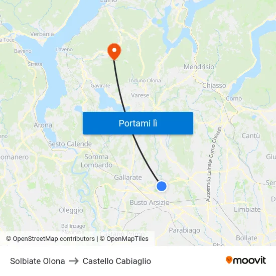 Solbiate Olona to Castello Cabiaglio map