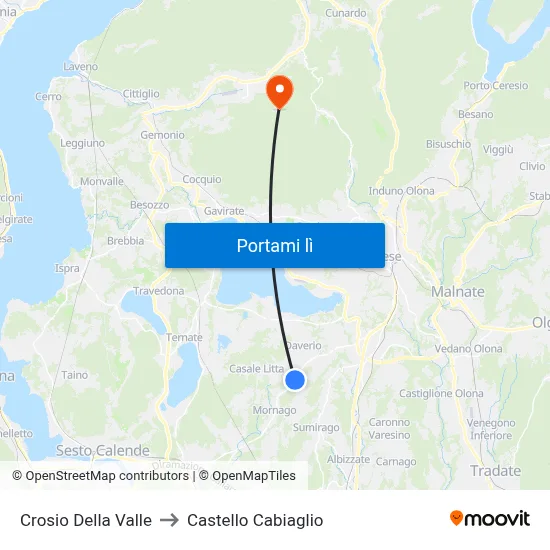 Crosio Della Valle to Castello Cabiaglio map