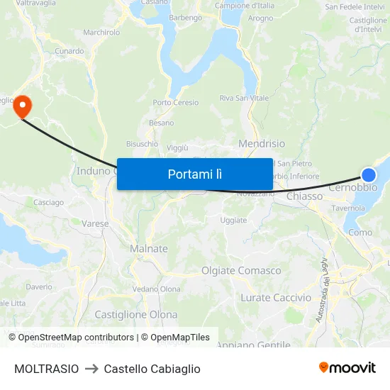 MOLTRASIO to Castello Cabiaglio map