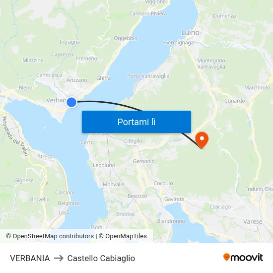 VERBANIA to Castello Cabiaglio map