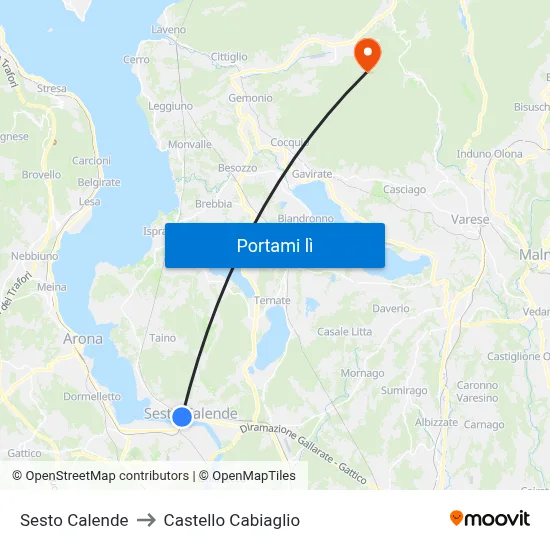 Sesto Calende to Castello Cabiaglio map