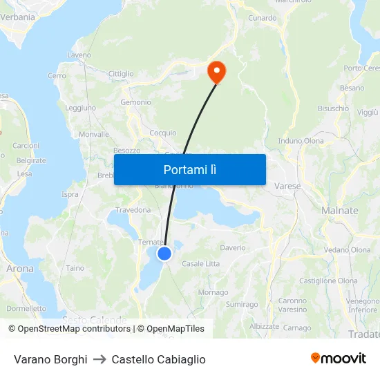 Varano Borghi to Castello Cabiaglio map