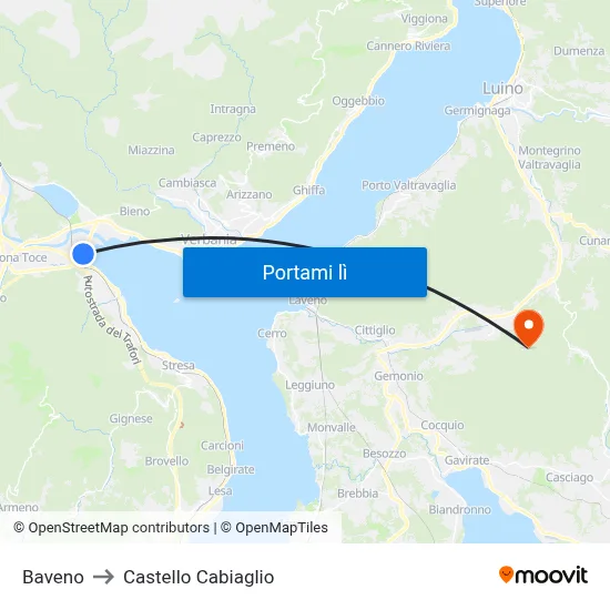 Baveno to Castello Cabiaglio map