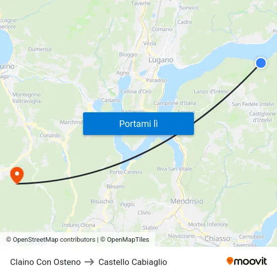 Claino Con Osteno to Castello Cabiaglio map