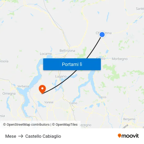 Mese to Castello Cabiaglio map
