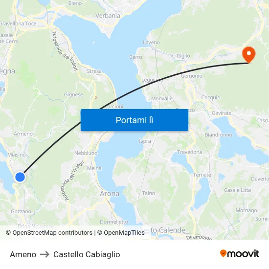 Ameno to Castello Cabiaglio map