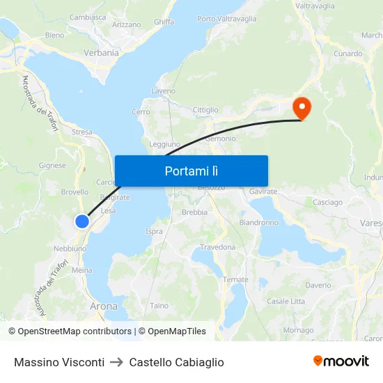 Massino Visconti to Castello Cabiaglio map