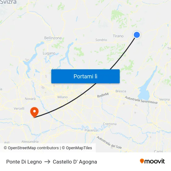 Ponte Di Legno to Castello D' Agogna map