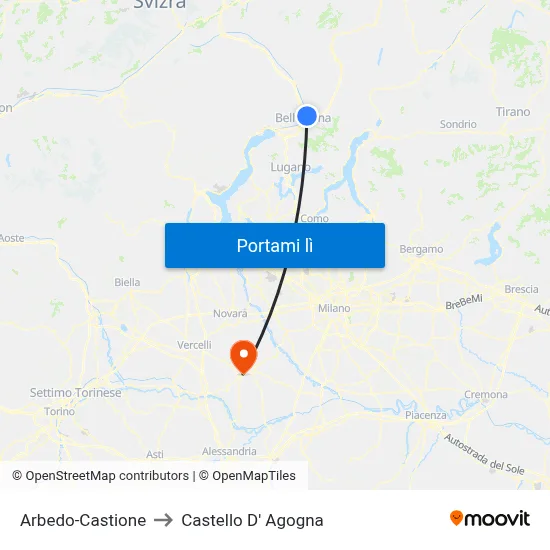 Arbedo-Castione to Castello D' Agogna map