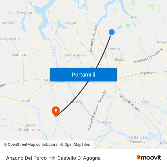 Anzano Del Parco to Castello D' Agogna map