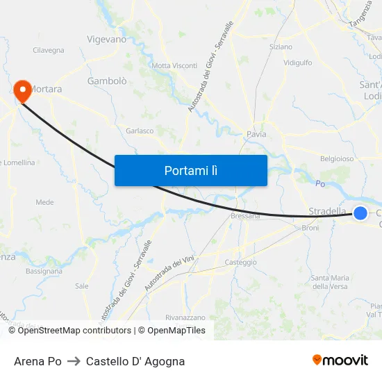 Arena Po to Castello D' Agogna map