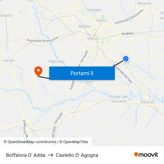 Boffalora D' Adda to Castello D' Agogna map