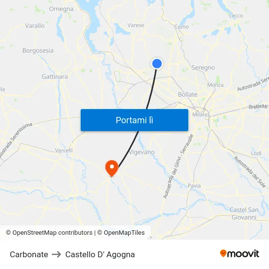 Carbonate to Castello D' Agogna map