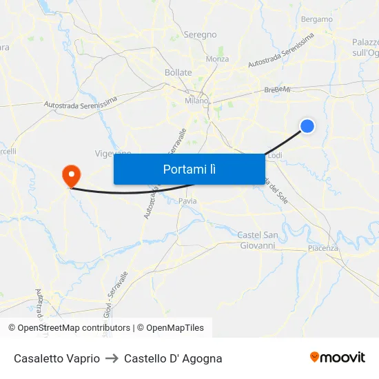 Casaletto Vaprio to Castello D' Agogna map