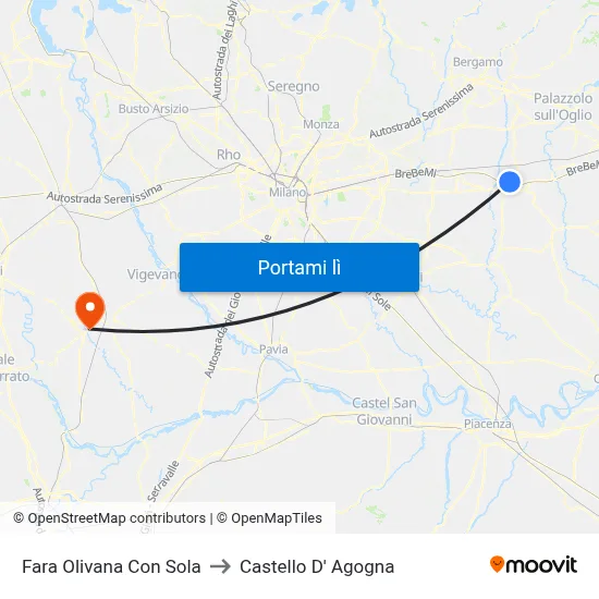 Fara Olivana Con Sola to Castello D' Agogna map