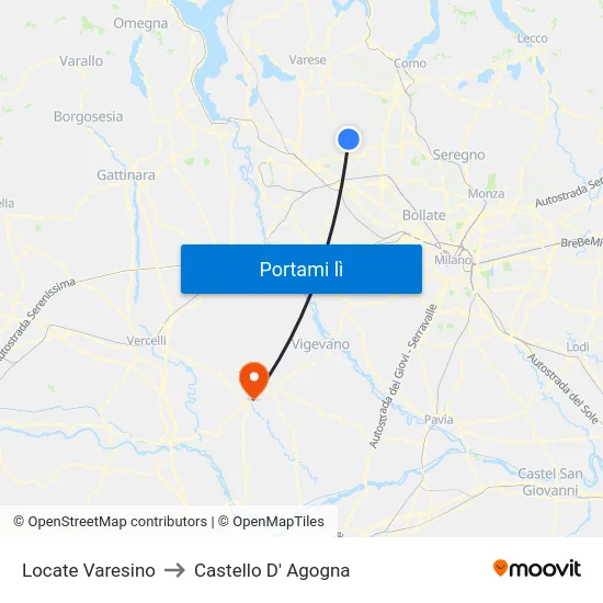 Locate Varesino to Castello D' Agogna map
