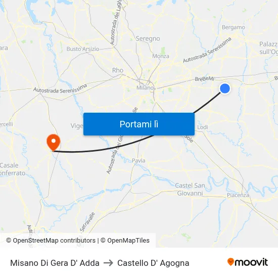 Misano Di Gera D' Adda to Castello D' Agogna map