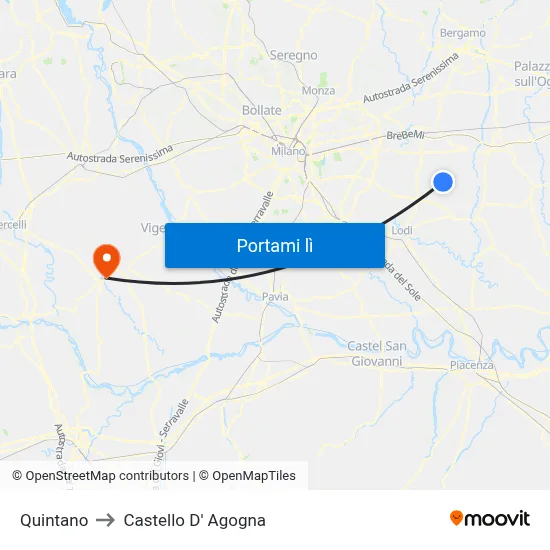 Quintano to Castello D' Agogna map