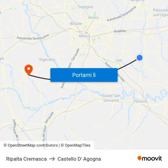 Ripalta Cremasca to Castello D' Agogna map