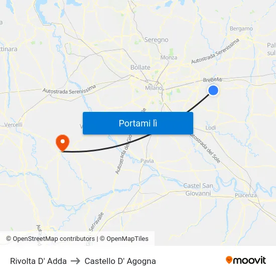 Rivolta D' Adda to Castello D' Agogna map
