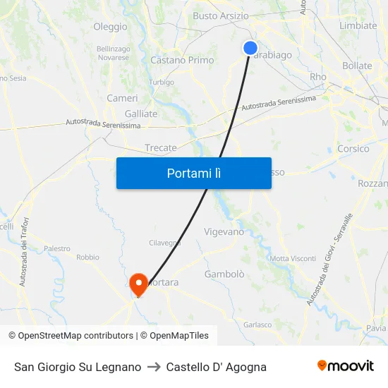 San Giorgio Su Legnano to Castello D' Agogna map