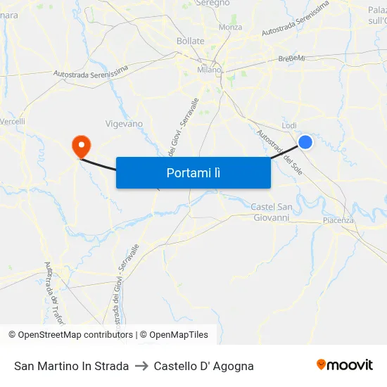 San Martino In Strada to Castello D' Agogna map