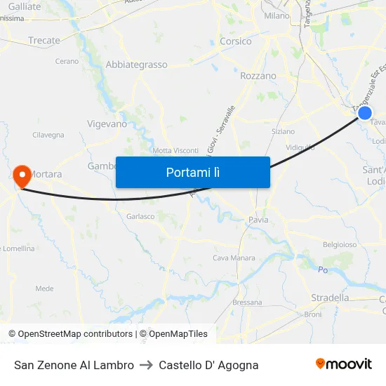 San Zenone Al Lambro to Castello D' Agogna map