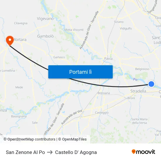 San Zenone Al Po to Castello D' Agogna map