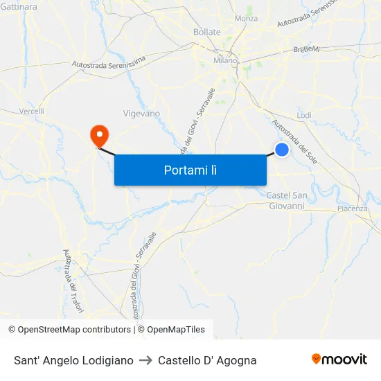 Sant' Angelo Lodigiano to Castello D' Agogna map