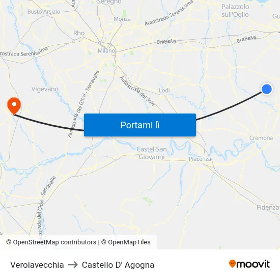 Verolavecchia to Castello D' Agogna map
