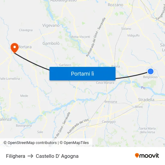 Filighera to Castello D' Agogna map
