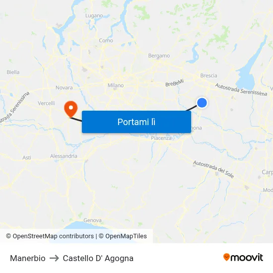 Manerbio to Castello D' Agogna map
