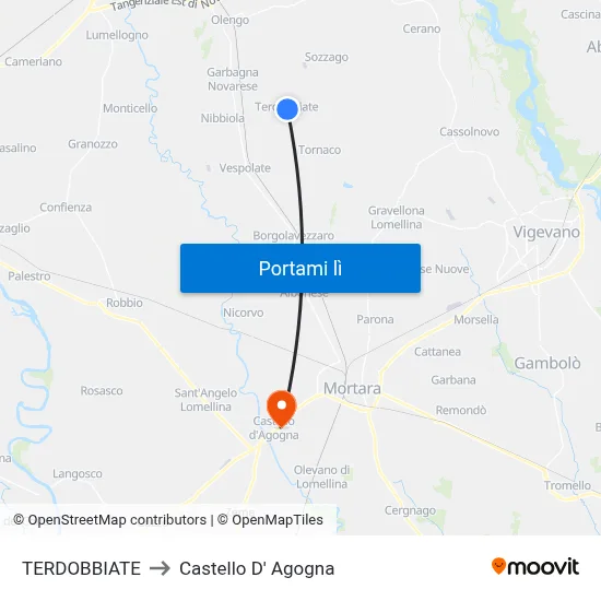 TERDOBBIATE to Castello D' Agogna map