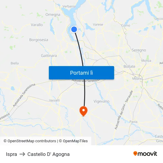 Ispra to Castello D' Agogna map