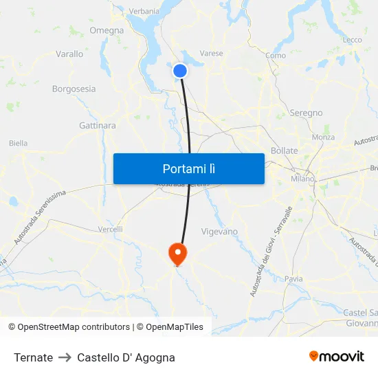 Ternate to Castello D' Agogna map