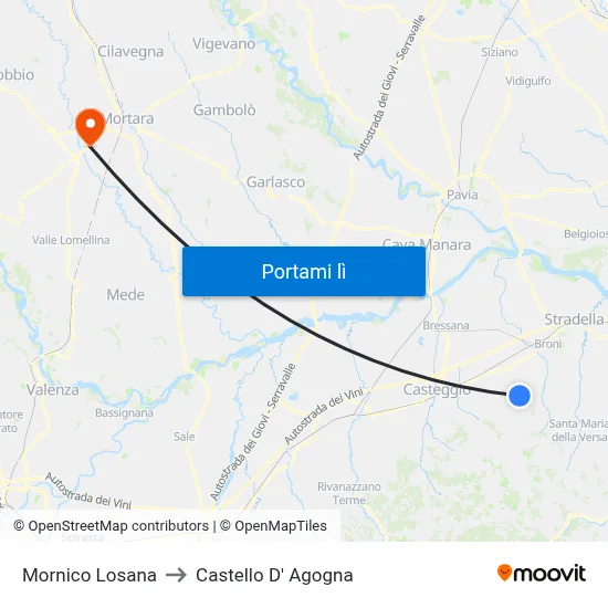 Mornico Losana to Castello D' Agogna map