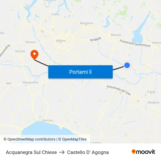 Acquanegra Sul Chiese to Castello D' Agogna map