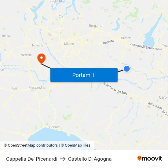Cappella De' Picenardi to Castello D' Agogna map