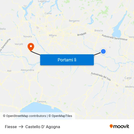 Fiesse to Castello D' Agogna map