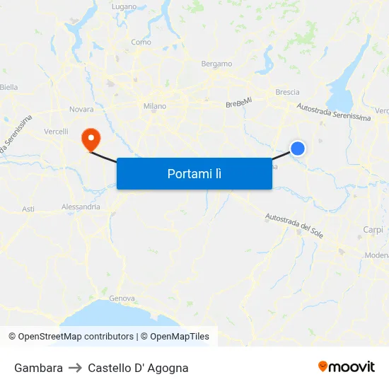Gambara to Castello D' Agogna map