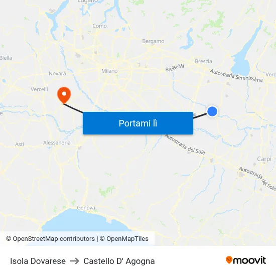 Isola Dovarese to Castello D' Agogna map