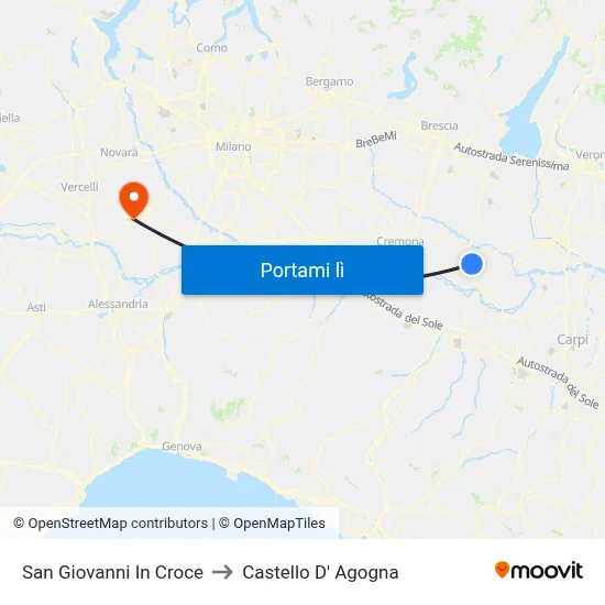 San Giovanni In Croce to Castello D' Agogna map