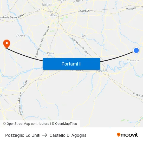 Pozzaglio Ed Uniti to Castello D' Agogna map