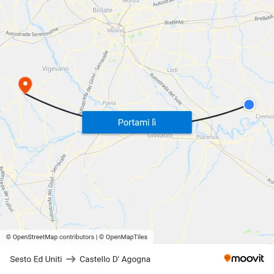 Sesto Ed Uniti to Castello D' Agogna map